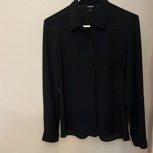 Sheer black button down
